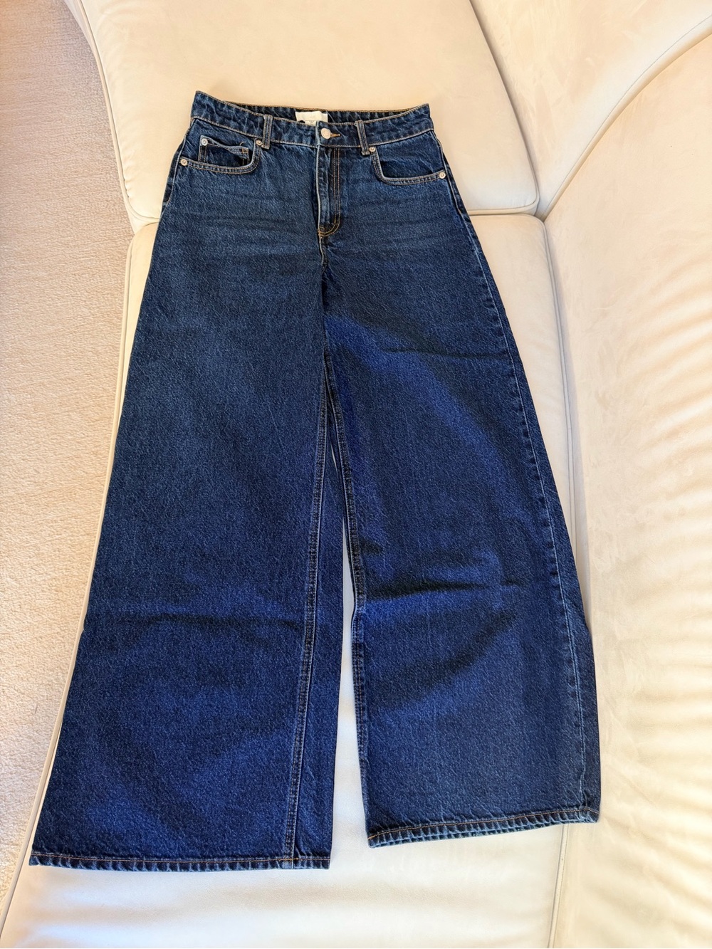 H&M Dark Blue Wide-Leg High-Rise Jeans